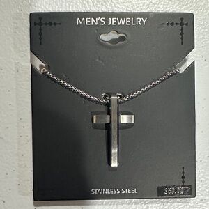 Kohl's Men's Stainless Steel Cross Necklace - Silver Tone
